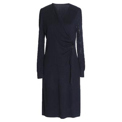 JAN AN NO简爱诺春秋V领收腰气质针织裙毛衣连衣裙女士J2070108LQ