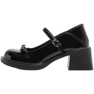 小皮鞋蝴蝶结伯爵猫单鞋