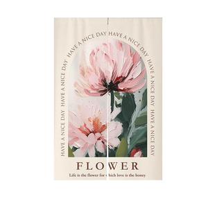 花开絮语门帘隔断帘布艺家用卧室半帘免打孔厨房遮挡帘厕所布帘