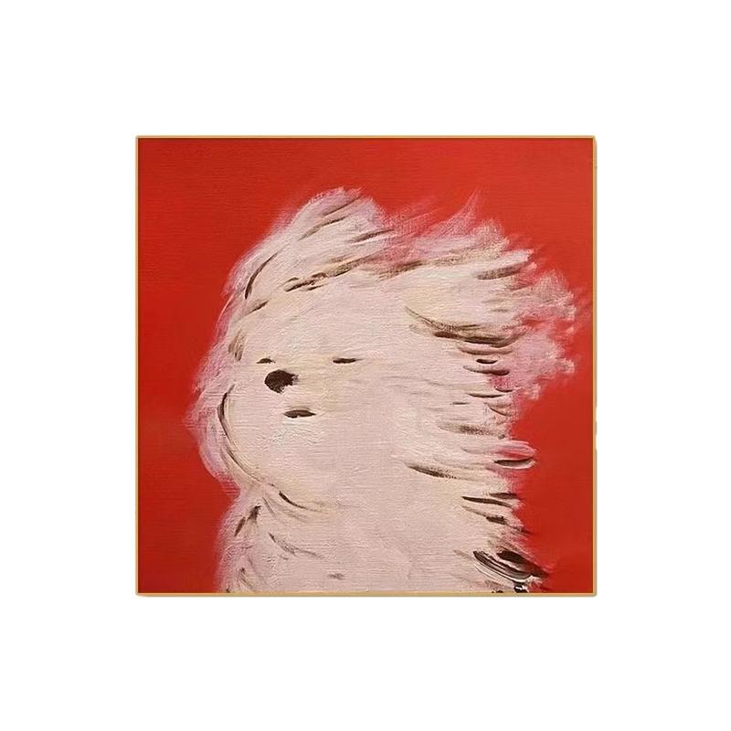 余华潦草小狗装饰画可爱ins壁画