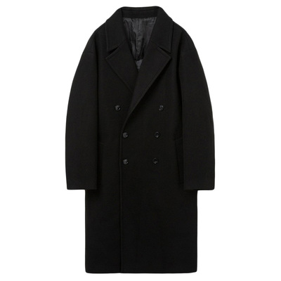 双排扣中长款毛呢大衣韩宜嘉