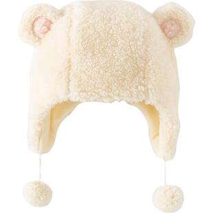 戴维贝拉女童可爱毛绒帽子保暖冬装新款儿童护耳帽宝宝新年保暖帽