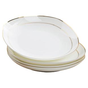 2025新款炒菜盘子菜盘家用唐山骨瓷陶瓷方形金边碟子餐具深盘餐盘