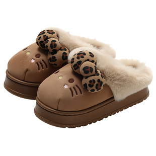 HelloKitty猫棉拖鞋女款冬季2025新款室内家居防滑保暖毛毛绒棉拖