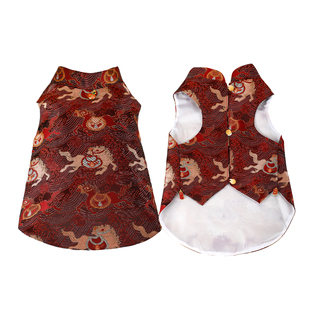 小狗狗猫咪唐装马甲过新年宠物比熊泰迪博美衣服中式国风结婚礼服