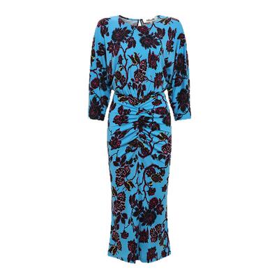 DVF圆领长袖中长款连衣裙