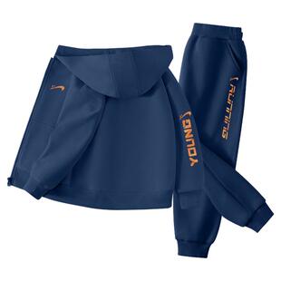 贵人鸟童装男童春季套装儿童新款加绒加厚外套大童运动冬装两件套