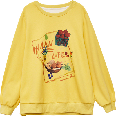 【年终清仓】DM100大码女装秋季原创复古涂鸦手绘正插肩百搭卫衣