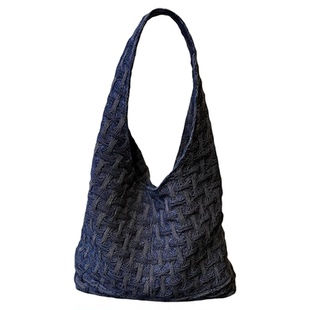 通勤牛仔hobo流浪包女款单肩包帆布腋下包大容量小众包包巨好看