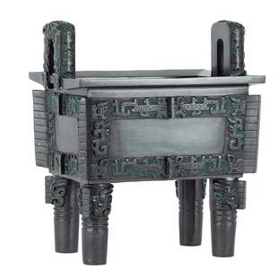 纯黄铜司母戊鼎摆件办公室装饰品青铜器工艺品铜方鼎奖杯方铜香炉