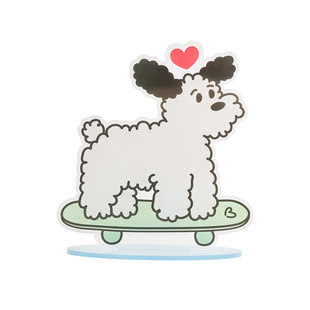 原创亚克力卡通狗狗手机桌面落地式支架追剧摆件可爱便签夹照片夹