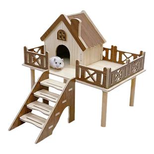 金丝熊造景平台仓鼠木屋躲避小屋窝木质房子笼子躲避睡房耐咬玩具