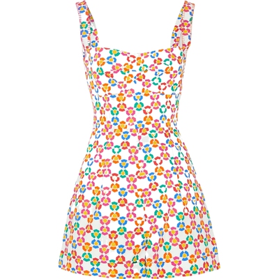 Saloni 春夏女优雅修身印花棉质平纹布连体短裤