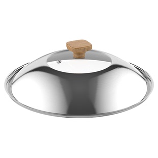 木纹不锈钢锅盖家用通用防爆蒸锅铁锅28cm炒锅30单独32cm玻璃盖子