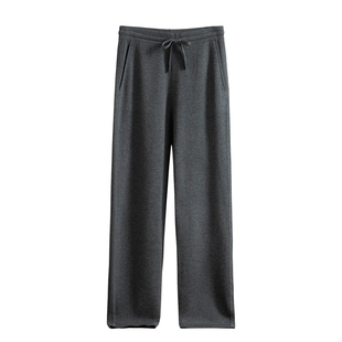 日常高端真丝直筒裤男士休闲裤系绳抽绳口袋长裤微弹商务百搭裤子