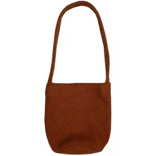 自制复古毛绒大容量水桶包包女百搭单肩包秋冬布袋小众休闲斜挎