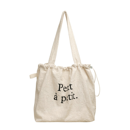 MISSX字母亚麻帆布包女大容量高级感麻布包抽绳束口托特单肩包