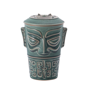 文创水杯功夫茶杯陶瓷办公杯创意三星堆面具个人专用大容量马克杯