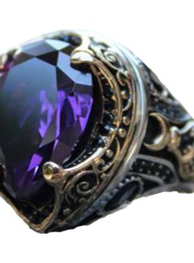 纯银复古水滴紫帕拉伊巴碧玺戒指