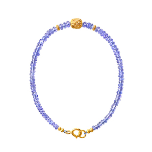 新品觉人天然坦桑石算盘珠手链18k黄金高级感手串【暮山夕醉】G