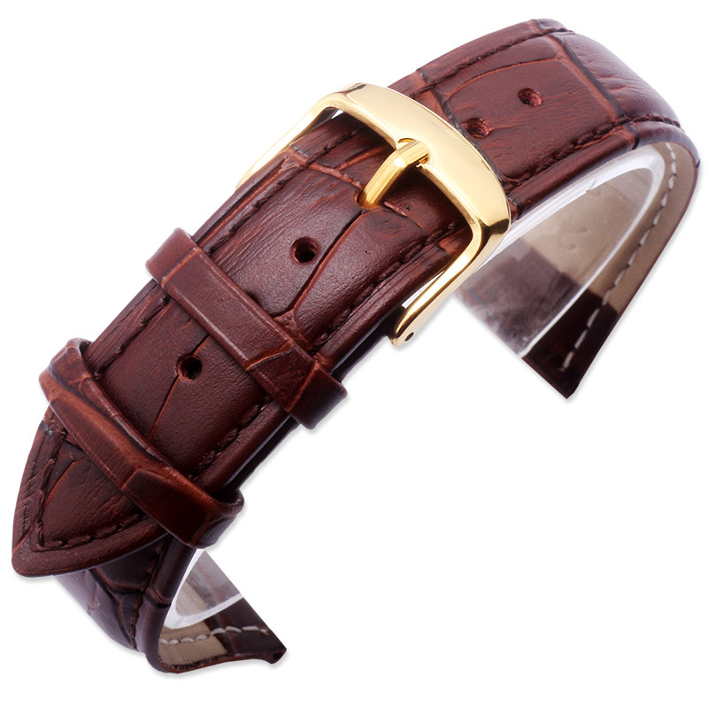 爱宝时表带真皮 牛皮实心蝴蝶扣表链配件14|16|18|19|20|22mm男女