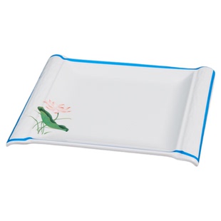 密胺菜盘商用餐厅饭店专用高级感荷花a8仿瓷四方形盘子平盘餐具