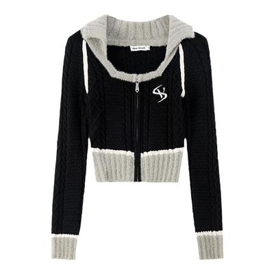 VoneSheeE拼接麻花开衫