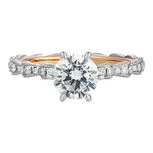 梵尼洛芙 朝露18K金钻戒50分1克拉求婚满镶小钻戒指双色定制裸钻