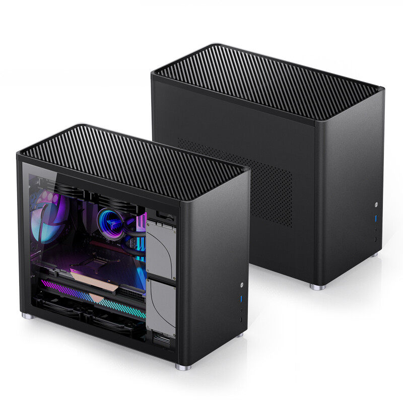 乔思伯D30/D40 机箱台式全铝合金玻璃水冷侧透MATX电脑办公小机箱