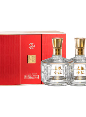 【官方自营】五粮小坛双支装礼盒52度500mL*2白酒五粮液官旗正品