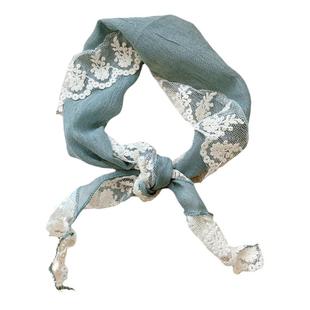 韩版时尚纯色三角小丝巾女夏季薄款百搭领巾气质包头巾高级感围巾