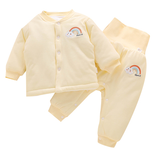 婴儿分体套装冬装冬季纯棉一岁宝宝幼儿加厚棉服保暖夹棉衣服外出