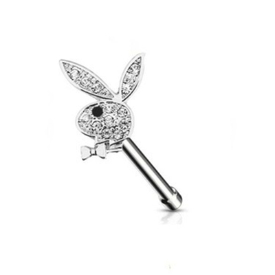 欧美ins跨境外贸定制镶钻兔L杆鼻钉穿刺饰品Bunny Nose Stud