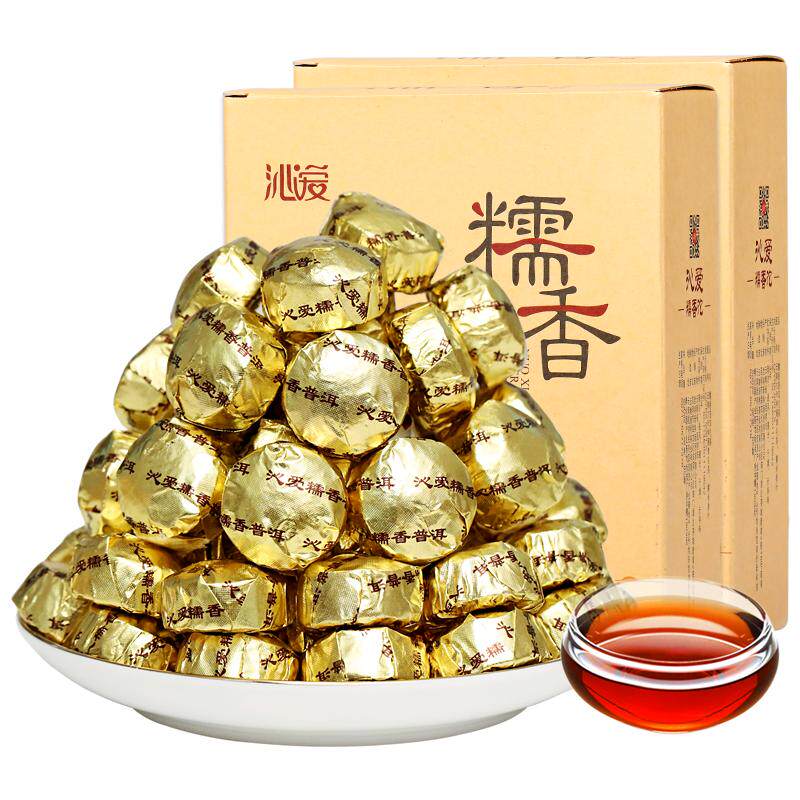 糯米香普洱茶熟茶沁爱云南迷你小沱茶糯香茶叶古树熟沱糯米茶浓香