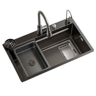 米粒集渣水槽大单槽304不锈钢厨房洗菜盆家用加厚洗碗槽台下水池