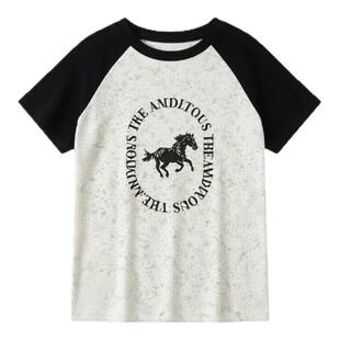 BW 松弛感穿搭慵懒高智感静奢风都市栗人马年限定款简笔图案T恤女