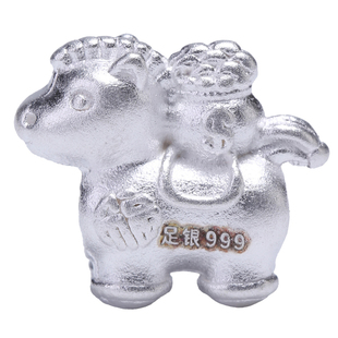 S999足银小马隔珠 马上有福袋手串佩饰品手链编绳纯银手工DIY配件