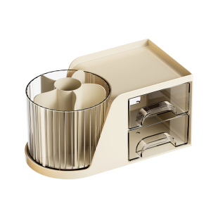 桌面收纳盒多功能旋转笔筒学生书桌抽屉式文具盒办公室工位置物架