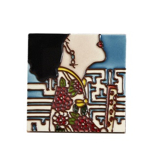 中国风手绘瓷板画墙贴 创意陶瓷旗袍摆件 外事出国送老外礼品包邮