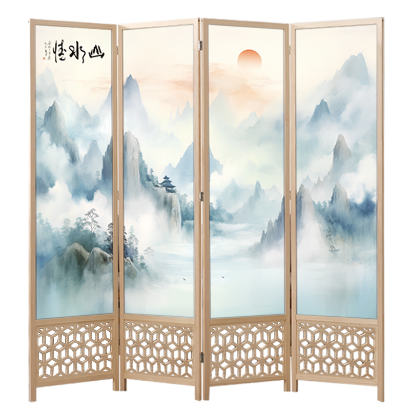 实木屏风隔断家用可移动折叠遮挡现代简约新中式玄关客厅卧室办公