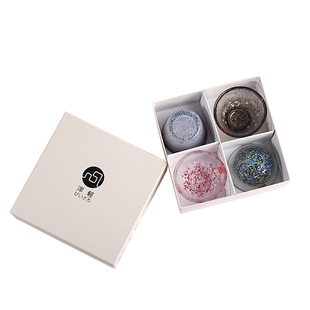 日本进口津轻手工玻璃小酒杯彩色玻璃杯梅酒杯烧酒清酒杯礼盒套装