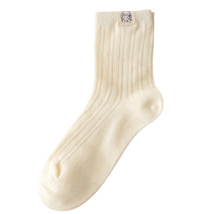 白色纯棉布标袜子女中筒袜日系可爱ins潮春秋款韩版夏季薄款船袜