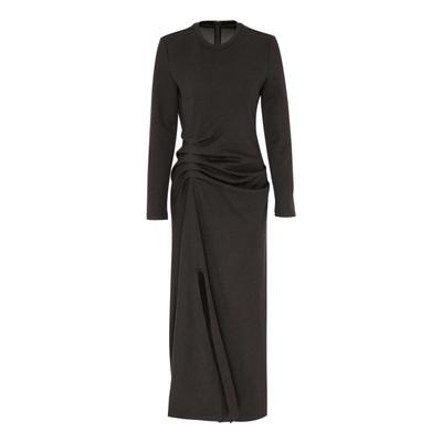 IDPAN圆领扭结连衣裙秋冬新款时尚百搭修身显瘦设计感气质长裙女