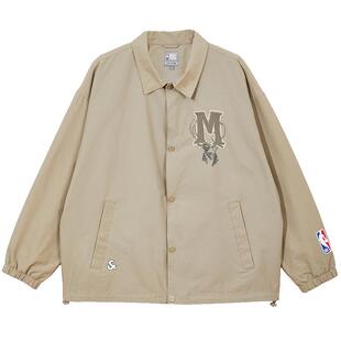 杰克琼斯男装NBA联名雄鹿队篮球春秋季新款25年运动翻领夹克外套