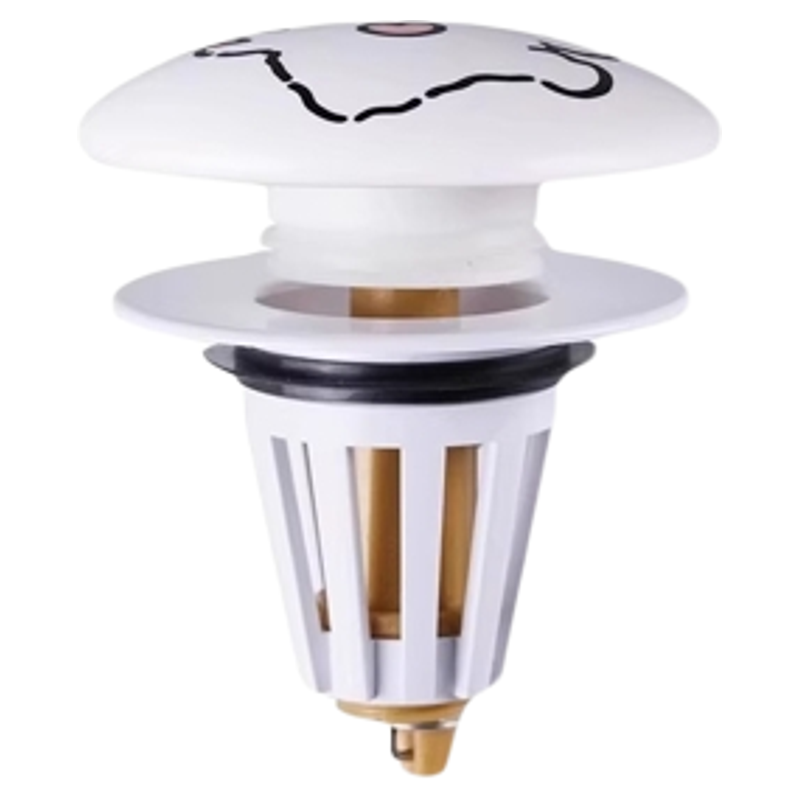 可爱线条小狗陶瓷洗脸盆卫生间洗手池漏水塞面盆下水器创意弹跳芯