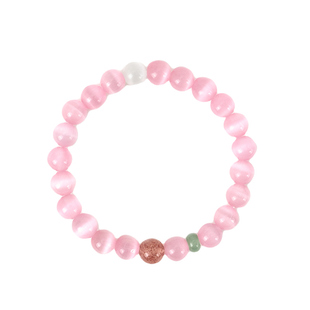 敦煌粉猫眼石草莓晶手串好运水晶招桃花国风本命年礼物送闺蜜