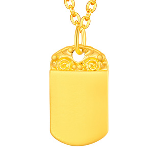 水贝黄金官方旗舰店999足金无事牌吊坠项链小克重金饰送女友礼物