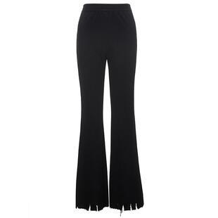 Vero Moda奥莱休闲裤女秋季新款松紧高腰微喇纹理感长裤子流行