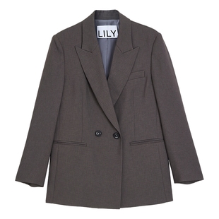 LILY2025新款女装格雷系气质高级感简约职业通勤休闲西装外套