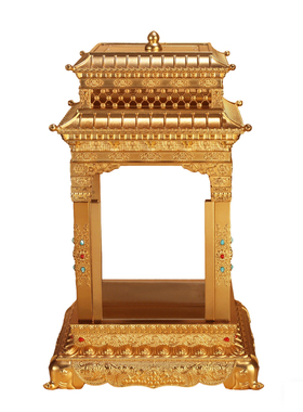 藏式黄铜浮雕防风酥油灯佛像座